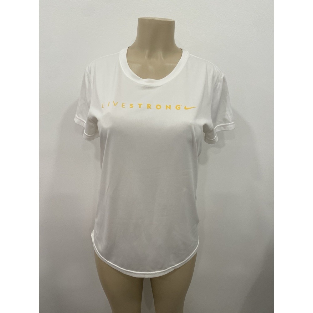 Nike Dri-fit shirt Women's White Yellow Workout Top Size Medium Gym Wear Flawed